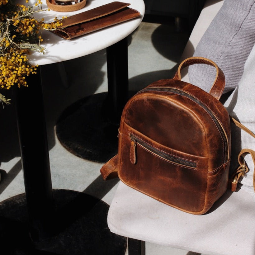 Light Brown NGIL Faux Leather Mini Backpack